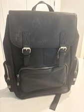 Bugatti Sartoria 100% Leather Black Backpack, Fits 15.6 Laptop Carrying Case picture