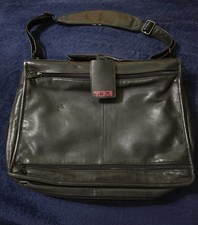 Tumi Alpha Black Leather Expandable Messenger Shoulder Laptop Bag 909D3 picture
