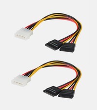 2pcs  4Pin IDE Male To Dual SATA 15Pin Female HDD Power Adapter Cable picture
