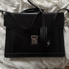 Black Leather Laptop Briefcase Shoulder Bag Time Resistence picture