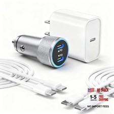 iPhone 17 16 15 Car Charger, 20W Dual Port USBC Fast 3.3FT(2Pack C-C) Silver picture