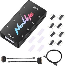 Iesooy Nollie 8 ARGB Controller Fan Hub 5v 3Pin 8 Port ARGB Interface SATA picture