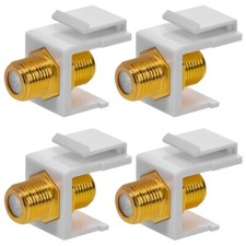 4 Pcs F Type Keystone Jack Coupler Coax Coaxial Cable Snap In Insert White picture