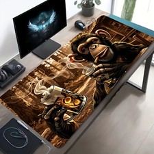 1pc Large Size Esports Gaming Mouse Pad, Brown Wooden House Gorilla Drinking F picture