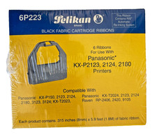 Pelikan 6P223 Black Fabric Ribbons Panasonic KX-P2123 KX-P2124 KX-P2180 NOS 6Pk picture