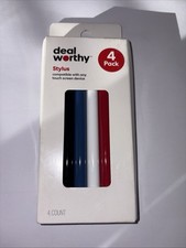 Deal Worthy Stylus Set - Black, Red, Blue, White 4 Pack New in Box picture