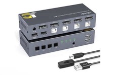 KVM Switch DisplayPort 8K@60Hz 4 Port 4 Computers 1 Monitor USB Remote Cable picture
