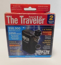 The Traveler Tripp Lite Portable Surge Protection 2 AC Outlets 1050 Joules New picture
