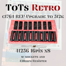 Commodore 1764 REU Ram Expansion 512k Upgrade Kit 16Pin DIP w/Sockets TESTED picture