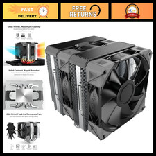 Dual-Tower CPU Air Cooler, 6 Heat Pipes, 2 PWM Fans, High Performance, Black picture