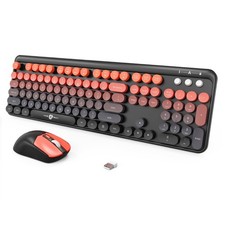 Wireless Keyboard and Mouse Combo, 2.4GHz Colorful Cute Round Keycaps Keyboar... picture