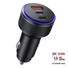 USB-C Car Charger, 3-Port 90W Fast Car Charger, Dual USB-C & USB-A Car Power 1 picture