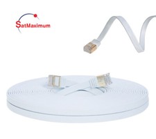 CAT7 Ultra Slim Flat SFTP Ethernet Patch Cable 10Gbps LAN Network Cord White Lot picture