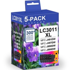 LC3011 Ink Cartridges BK/C/M/Y (5-Pack) High Yield for Brother picture