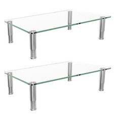 Simple Trending 2 Pack Computer Monitor Riser 14.25 x 9.5 x 3.5 inches, Glass  picture