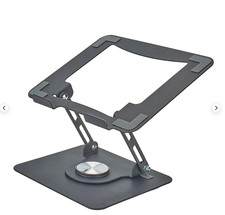 Metal Laptop Stand Adjustable Foldable 360° Rotating Base Black picture