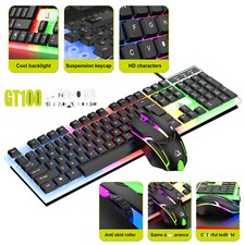 Computer Desktop Gaming Mouse and Keyboard Mechanical Feel RGB Led Light Backlit picture