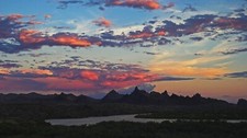 Landscape sky clouds mountains river nature low Custom Gaming Mat Desk picture