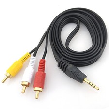 3.5mm AUX to RCA Video Stereo Audio Splitter Cable 10ft Analog Wire 3 Male Jack picture