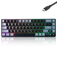 Wired Portable 60% Mechanical Feeling Gaming Keyboard,RGB LED Black–Grey picture