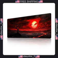 Large Gaming Mouse Pad 31.5 x 11.8 Inches Office Desk Mat Red Moon picture