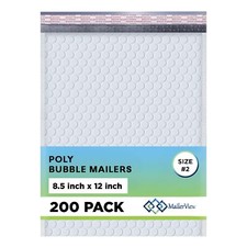 Arctic White Bubble Mailers 8.5x12 Poly Padded Envelopes #2 200 Pack picture