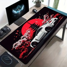 1 Large E-sports Gaming Mouse Pad with a Red Moon, Cherry Blossom, and Sports picture