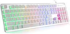 LANGTU Membrane Gaming Keyboard, Rainbow LED Backlit Quiet Keyboard for Office, picture