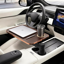 360° Rotating Car Desk Tray for Laptop and Food, Premium Leather Car Table with picture