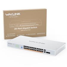 WAVLINK ETHERNET SWITCH POE+ 28/18/10 PORT GIGABIT DESKTOP RACKMOUNT UNMANAGED picture