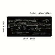 A Large Electronic Sports Gaming Mouse Pad Featuring a Gun Blueprint Military picture