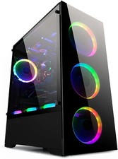 B Voguish RGB Gaming PC Case with Tempered Glass USB 3.0 E-ATX Support Black picture
