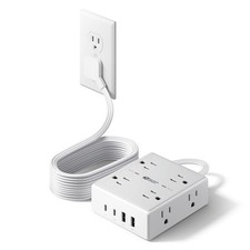 Superdanny Extension Cord Multiple Flat Plug Surge Protector Power Strip 10 Ft picture