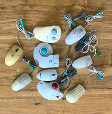 Vintage PS/2 Wired Mechanical Mouse/Trackball Lot of 9, Scroll Wheel picture