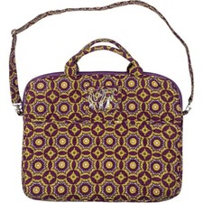 Vera Bradley Plum Crazy Quilted Laptop Messenger Bag Crossbody Purple Floral picture