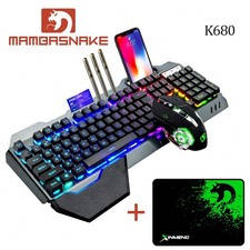 US K680 Rainbow Backlit Gaming Keyboard Mouse Wireless and FREE Mouse Pad For PC picture