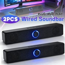 2x Wired Desktop Computer Speakers USB Powered for PC Computer Monitor AUX 3.5mm picture