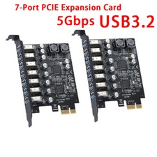 2X 7-Port PCIE Expansion Card PCIE To USB3.2 Expansion Card 5Gbps GEN1 for PC US picture