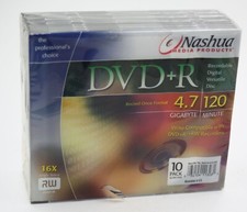 10 pack slimcase Nashua DVD+R Discs 120Min 4.7GB picture