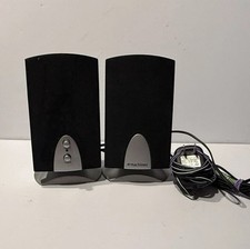 eMachines SP-30A Vintage Computer Speakers 2.0 Stereo Black Silver w/ Adapter picture