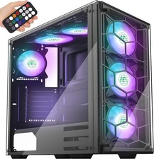MUSETEX ATX Mid-Tower Case 907 Phantom Blac6 ARGB Fans USB 3.0 Music Remote picture