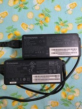 LOT OF 2 - Lenovo Laptop Chargers OEM Genuine Yellow Rectangle 65W 20V 3.25 AMP picture