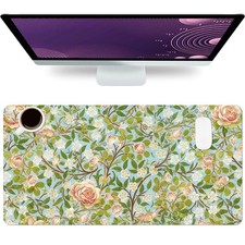 Floral Desk Mat, Elegant Rose Large Mouse Pad for Desktop, PU Leather Waterpr... picture