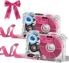 A30 P15 Ribbon Printer Label, Black on Hot Pink Satin Ribbon picture