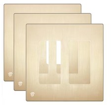 ENERLITES Elite Series 2-Gang 4.68 x 4.73 Screwless Wall Plate, Gold (3-Pack) picture