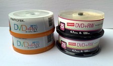 Mixed LOT of almost 100 DVD+RW blank disks (50 Memorex + 47 Staples branded) picture
