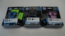Set of HP 02 Ink Cartridges (B) C8721WN (C) C8771WN (M) C8775WN - Sealed/Expired picture