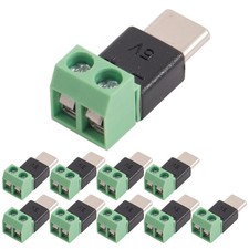 USB Type C Male 2 Pin Screw Terminal Charging Adapter 5V 3A Solderless picture