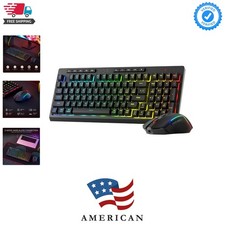 S142 Wireless Gaming Keyboard & Mouse Combo, 98 Keys K515 PRO RGB Membrane Ke... picture