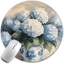Floral Mouse Pad,Chinoiserie Blue and White Porcelain Hydrangea Themed 7.9x7.9in picture